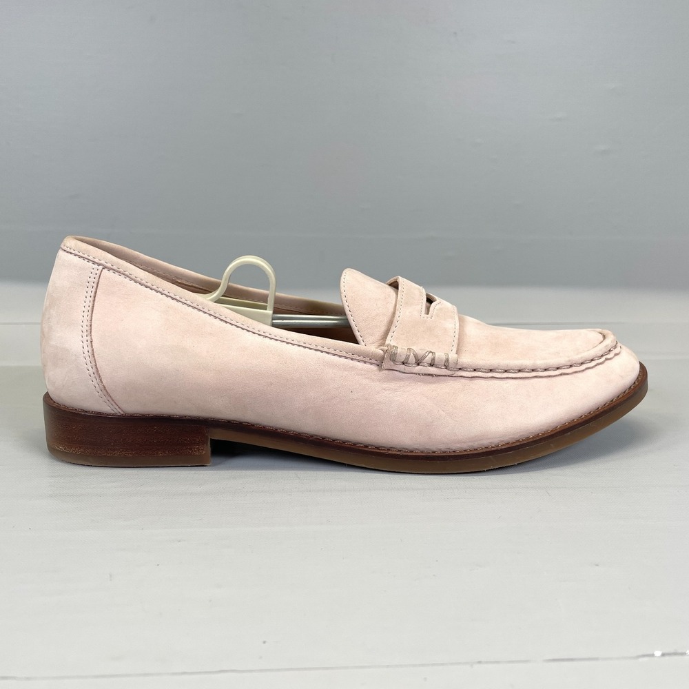 Vionic Waverly Penny Loafers Womens Size 8 Beige Pink Nubuck Moc Toe Shoes